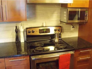 A Kenmore (Electrolux) electric stove in a condo kitchen