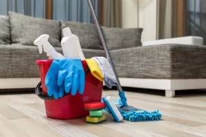 cleaning supplies in a house
