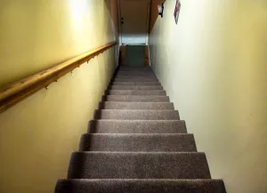 Stairs leading down to a basement suite