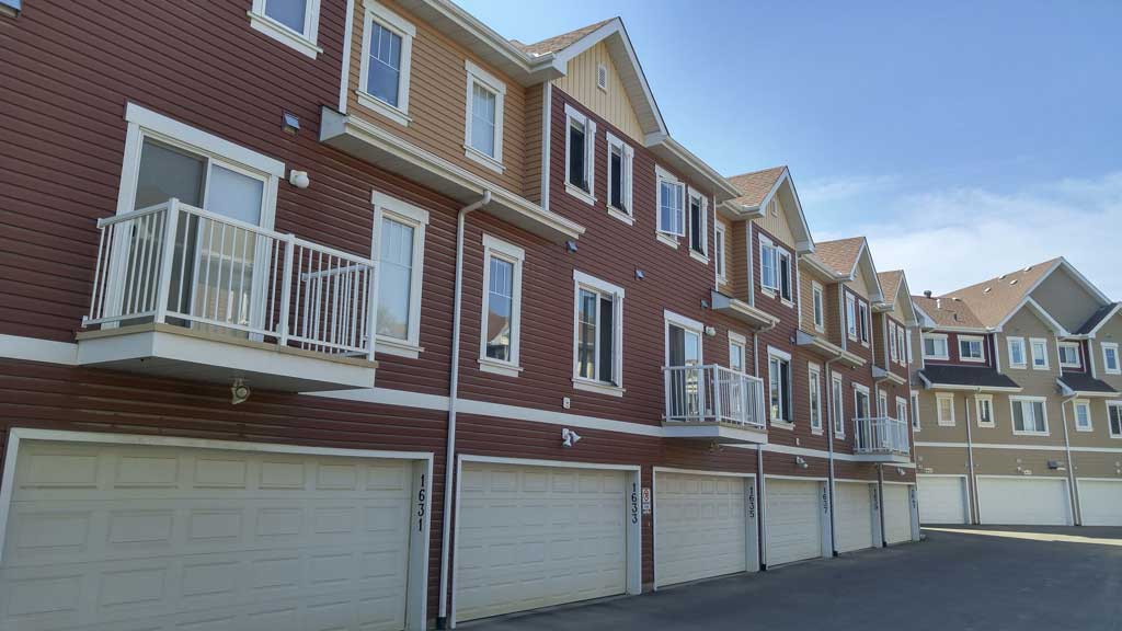 Rear View of Mosaic Towne Square Garages in Terwillegar Towne, Edmonton