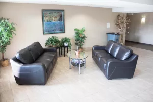 Foyer in a condominium building in Callingwood, Edmonton showing common property